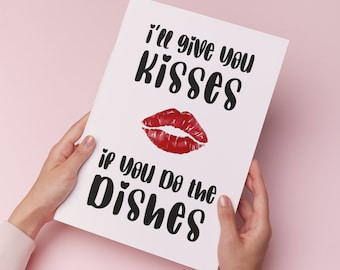 I’ll give you kisses if you do the dishes digital download poster