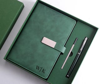 Custom engraving/hot stamping/hot stamping/hot stamping notebook with pen, leather notebook set, matching pen, customized graduation gift