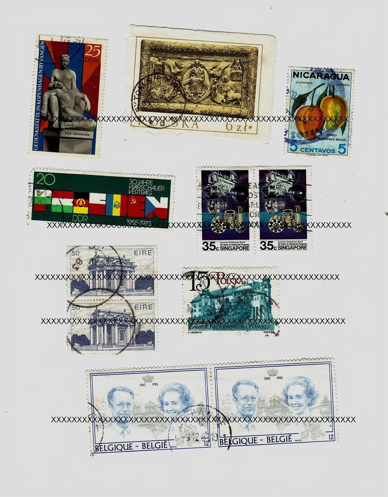 Postal Ephemera 11 Vintage Postage Stamps Stamp Collecting Etsy