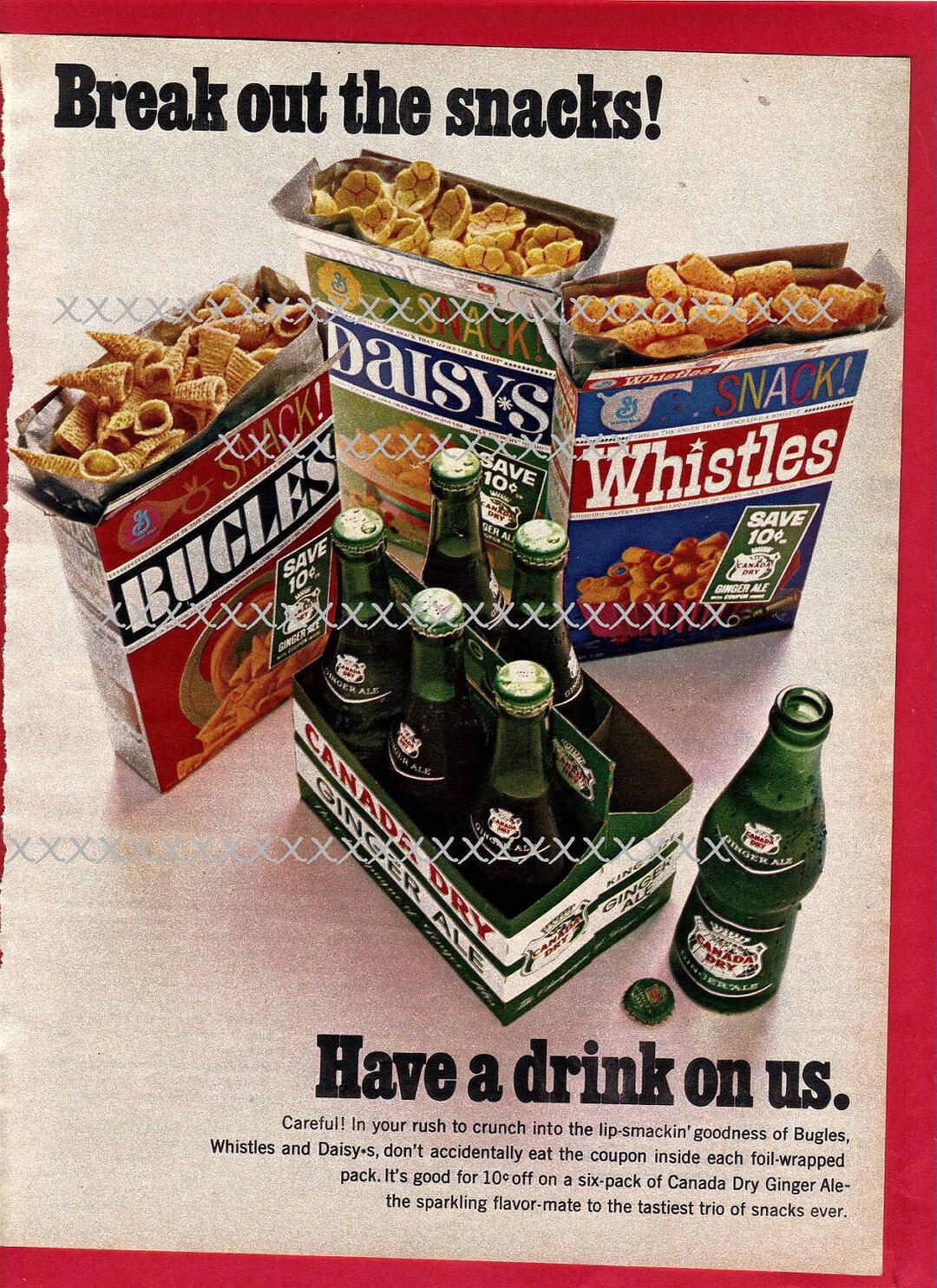 Canada Dry Ginger Ale and Bugles Snacks 1967 Advertisement Etsy