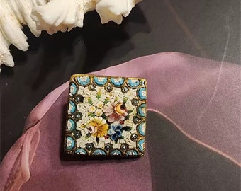 Delicate Micropaved Floral Mosaic Brooch