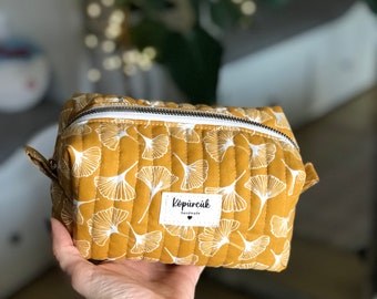 Bolsa de maquillaje de tela hecha a mano, bolsa de maquillaje cosmético minimalista, bolsa de viaje, bolsa de artículos de tocador, regalo de mejor amiga, regalo del Día de las Madres, regalo para ella