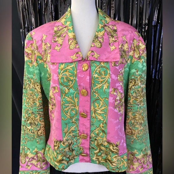 70s/80s Don Elliot Baroque Neon Pink and Green Sat