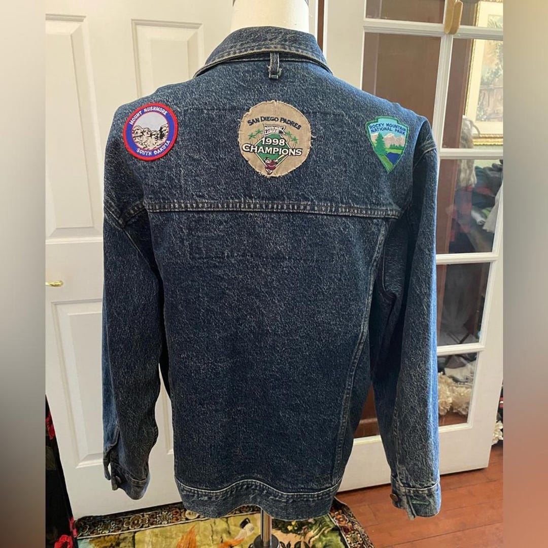 90s LEE Easy Rider Acid Wash Patched Denim Jacket - Etsy