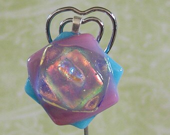 Roses are Pink and Blue Pendant