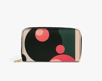 Faux Leather Wallet | Pink Green Black | Statement Leather Wallet