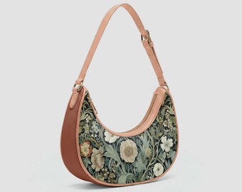Floral Vegan Leather Bag | Green and Blue Vegan Leather Shoulder Bag