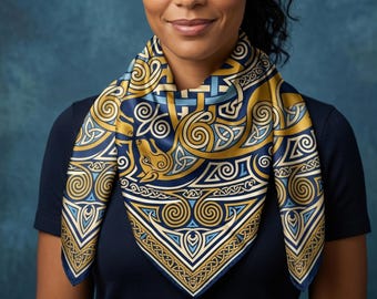 Irish Silk Scarf | Celtic Knot Silk Square | Custom Gift for Women