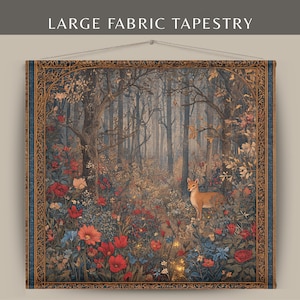 Antique Wall Tapestry | Forest and Flowers Wall Tapestry | Landscape Wall hanging | Medieval Wall Tapestry | Vintage Wall Tapestry