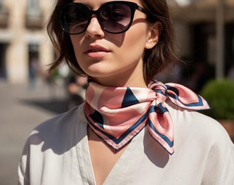 Pink Silk Scarf | Large Silk Square | Versatile and Modern Design