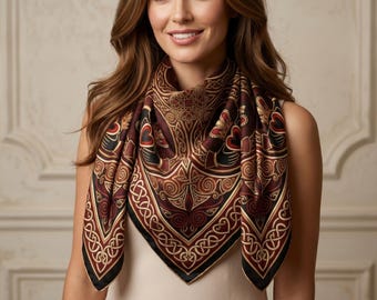 Luxury Silk Scarf | Celtic Irish Silk Square | Custom Claddagh Gift for Women