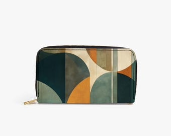 Bauhaus Printed Leather wallet | Faux Leather Wallet | Colorful Purse for Women