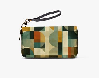 Retro Leather Wallet | Faux Leather Purse for Woman | Teal Mustard Orange