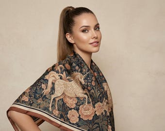 Mystical Silk Scarf | William Morris Style Versatile Floral Scarf
