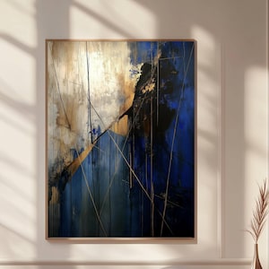 Navy Blue Wall Art Digital Download Navy Blue Abstract Wall Art Instant Download Large Size Blue Art for Living Room