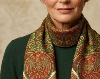 Celtic Silk Neck Scarf | Custom Silk Square | Birthday Gift for Mom