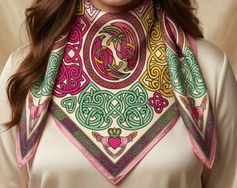 Colorful Silk Scarf | Irish Gift for Women | Personalized Printed Silk Square