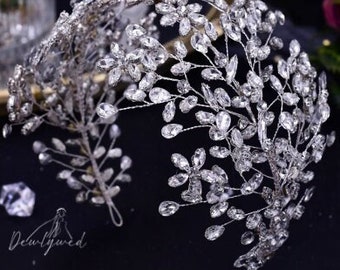 Anastasia Headpiece, Rhinestone Bridal Crown, Silver Gemstone Wedding Headpiece, Prom Crown, Quinceanera Crown, Crystal Headpiece