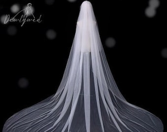 1-Tiered Plain Veil with Comb - Extra Wide, Soft Tulle Veil, Bridal Veil, Wedding Veil, White, Off-White, Ivory, Classic Wide Width Veil