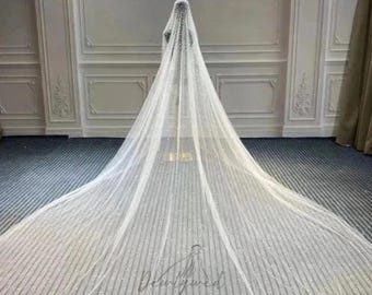 Heavy Pearl Scattered Veil - Extra Wide