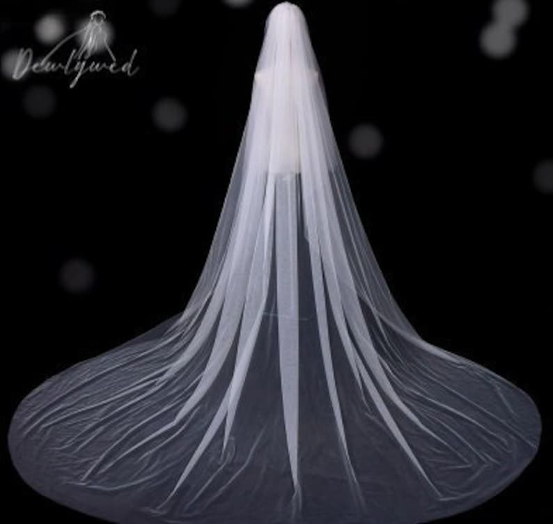 1-Tiered Plain Veil with Comb Extra Wide, Soft Tulle Veil, Bridal Veil, Wedding Veil, White, Off-White, Ivory, Classic Wide Width Veil image 1