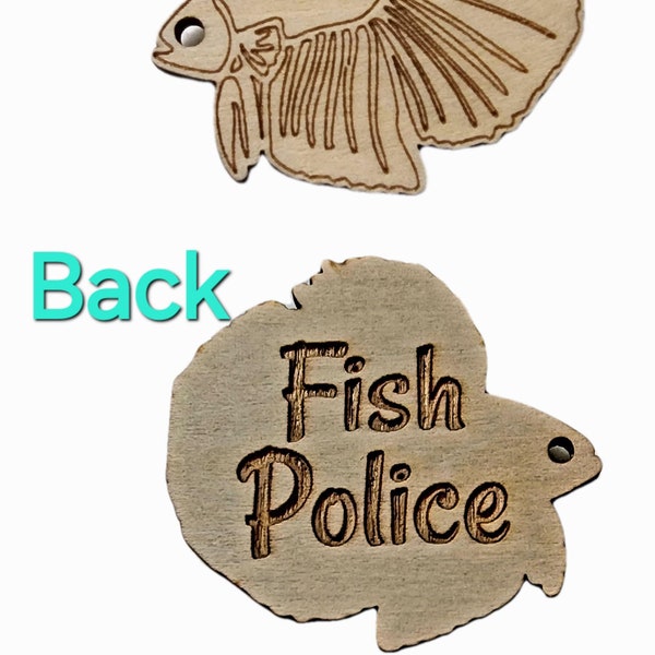 5ct Fish Police Funny Guppy tag or keychain Aquarium hobbyists inside joke!