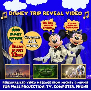 DISNEYWORLD*** Video personalizzato di presentazione del viaggio a DisneyWorld - Messaggio di Topolino e Minnie per i bambini nei mondi magici - Annuncio del viaggio