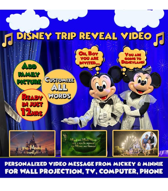 DISNEYWORLD*** Personalized DisneyWorld Trip Reveal Video - Mickey & Minnie Message for Kids to Magical Worlds - Trip Announcement