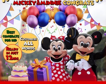 BIRTHDAY GREETINGS*** Personalized Birthday Surprise Message and Song - Mickey & Minnie Surprise for Kids