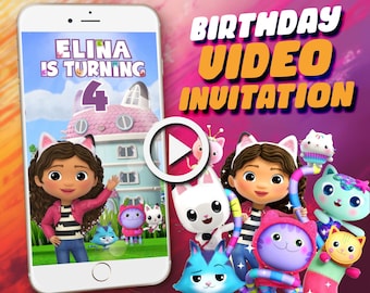 Ready in 12 Hrs***  Gabby's Birthday Invitation Video:  Dollhouse Personalized Animated Digital Invite