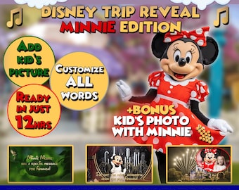 MINNIE EDITION*** Personalized DisneyParks Trip Reveal Video - Minnie Message for Kids to Magical Worlds - Trip Announcement