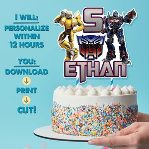 Transformers Printable Cake Topper, Bumblebee Digital Cake Topper, Personalized Cake Topper for Birthday Celebrations