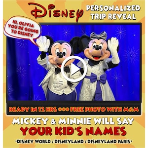ディズニーワールド、ディズニーランド旅行の発表ビデオ（パーソナライズ版） - ミッキー＆ミニーからの子供向けメッセージ - 旅行のお知らせ - パリ - クリスマス