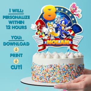 Sonic the Hedgehog v2 Printable Cake Topper, Sonic Digital Cake Topper, Personalized Cake Topper for Birthday Celebrations