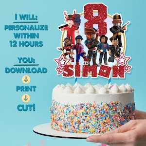Roblox Boys Printable Cake Topper, Roblox gamer Digital Cake Topper, Personalized Cake Topper for Birthday Celebrations