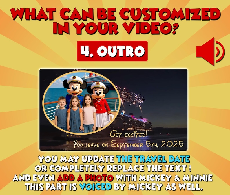EDICIÓN CRUCERO*** Vídeo personalizado de revelación del viaje en crucero Disney - Mensaje del Capitán Mickey y Minnie para niños - Anuncio del viaje imagen 7