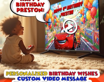 Saetta McQueen PARLA! Video di auguri di compleanno con Cars e messaggio personalizzato.