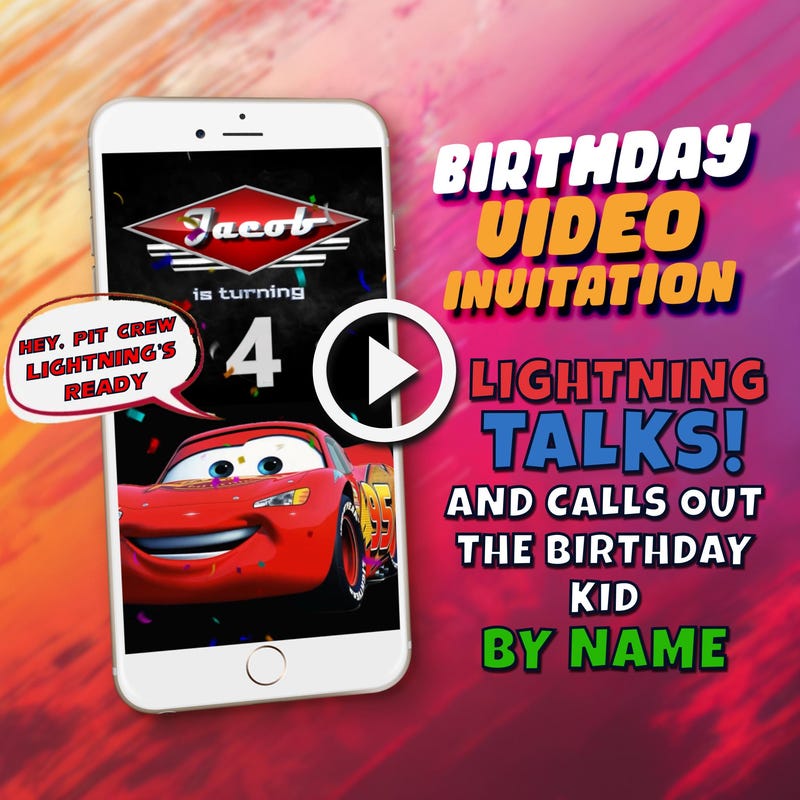 Invitation rayo mcqueen - Etsy México