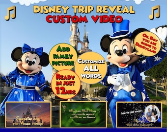 ANY PARK*** Personalized DisneyWorld/Land Trip Reveal Video - Mickey & Minnie Message for Kids to Magical Worlds - Trip Announcement