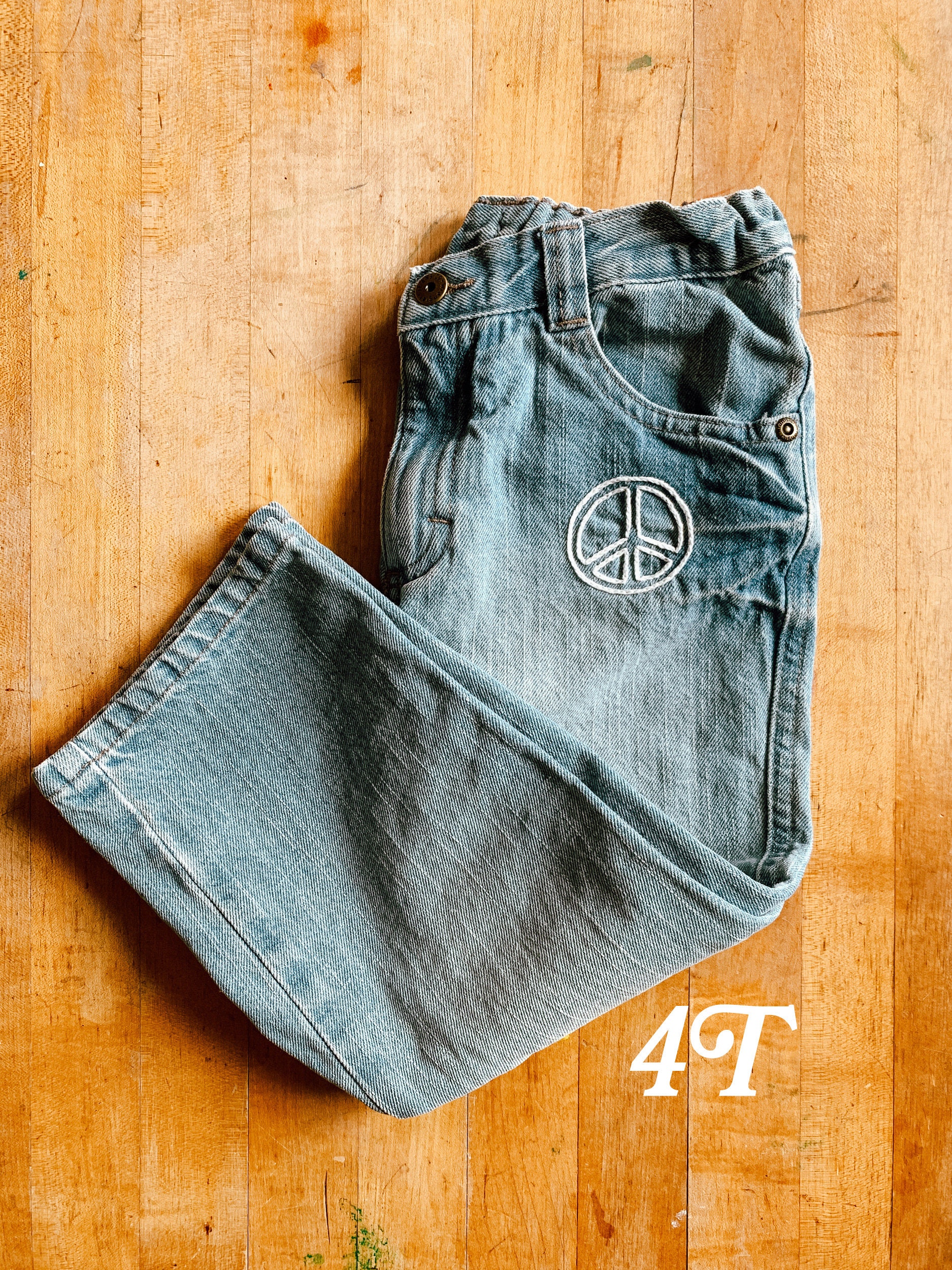 【Rrr】EXAMPLE PEACE DENIM PANTS Peace Jeans - Custom Embroidered Vintage Kid's Denim Jeans - Etsy