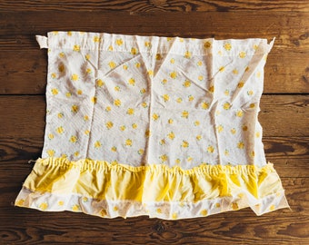 Set of 2 Vintage Sheer Cafe Kitchen Curtains - Yellow Ruffle Floral Rose