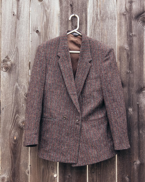 Vintage E Joven Farah Double Breasted Herringbone Tweed Blazer