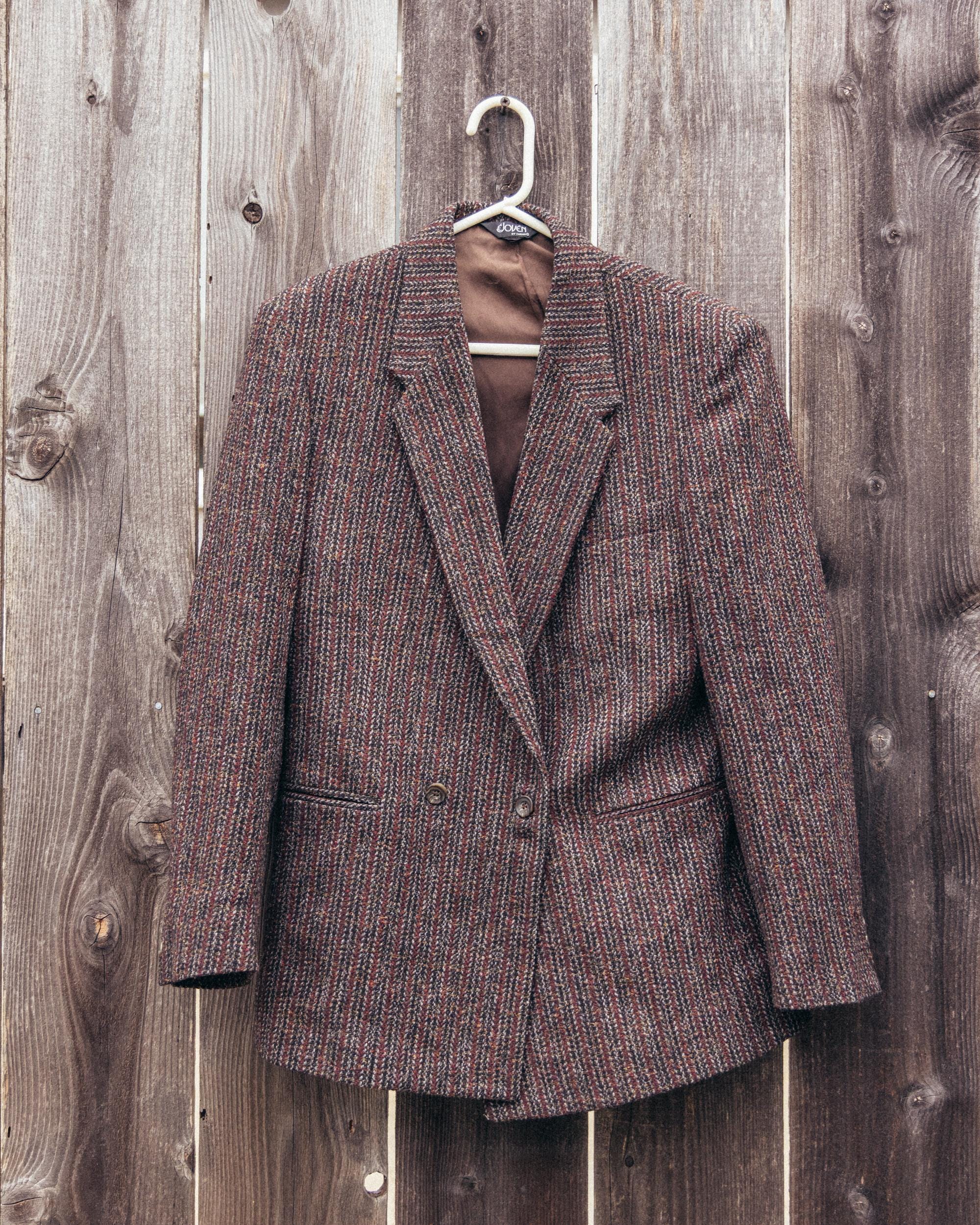 n*o様 Euro Vintage Tweed Coat Double Brea Vintage E Joven Farah Double Breasted Herringbone Tweed Blazer