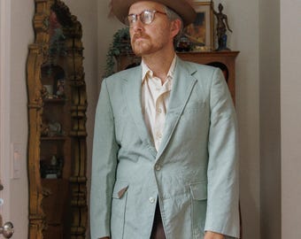 Vintage 1970s Magic Stretch Haggar Seafoam Green Blazer