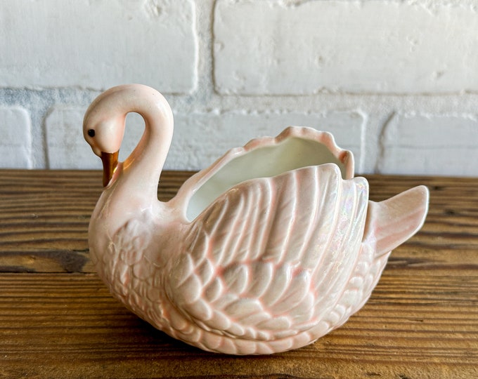 Vintage Porcelain China Swan Dish Vase Container