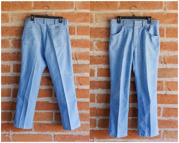 Vintage 80s Wrangler Light Denim Jeans - 34x30 (3… - image 1