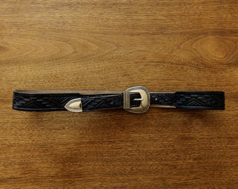 Vintage Southwestern Ribco Silver Black Belt