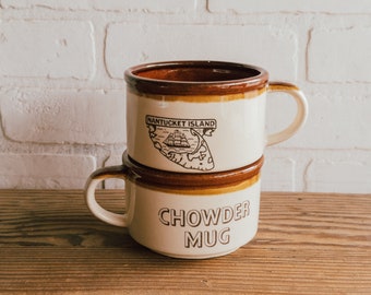 Vintage Nantucket Chowder Mug - Cappuccino Coffee