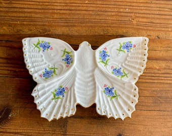 Vintage Porcelain China Butterfly Dish Tray