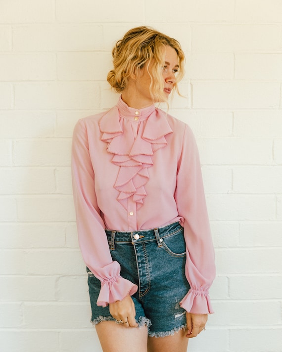 Vintage Soft Pink Edwardian Victorian Button Up Se